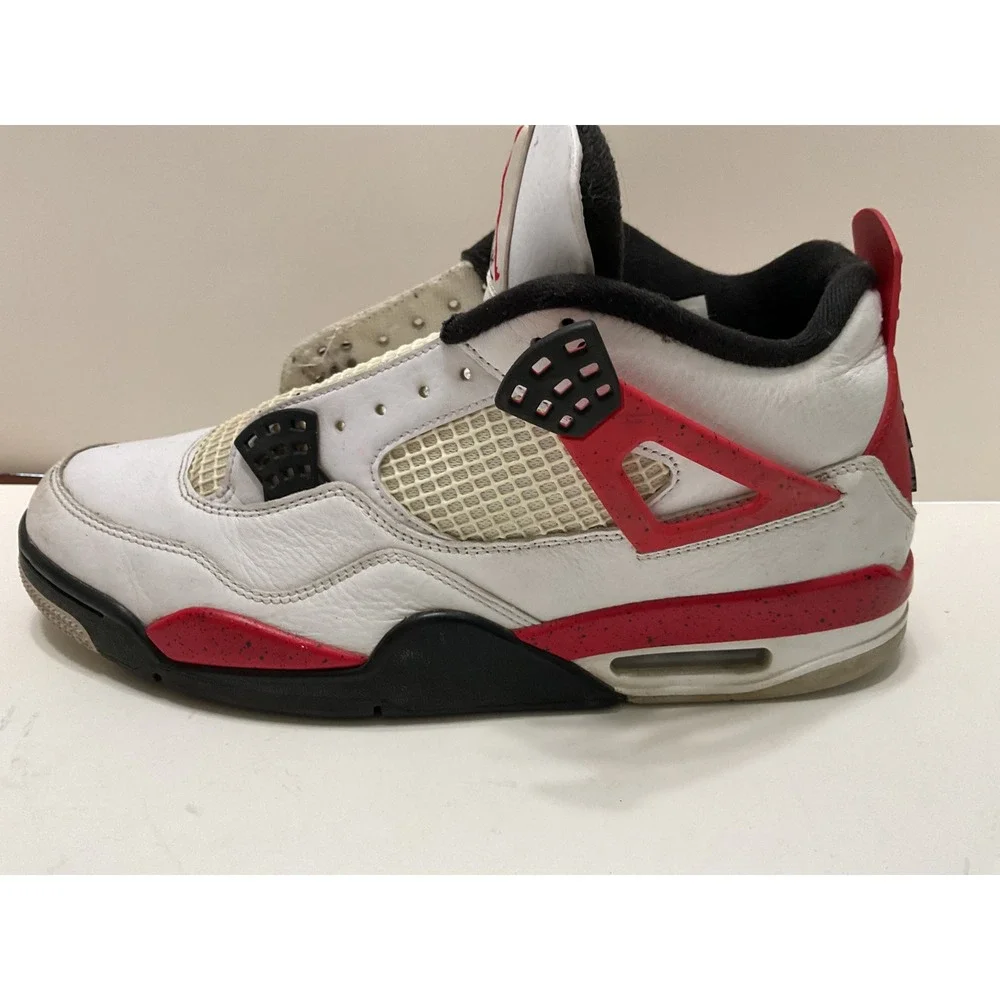 Air Jordan 4 Retro Red Cement White Fire Red Black DH6927-161 Mens 11.5 No Laces